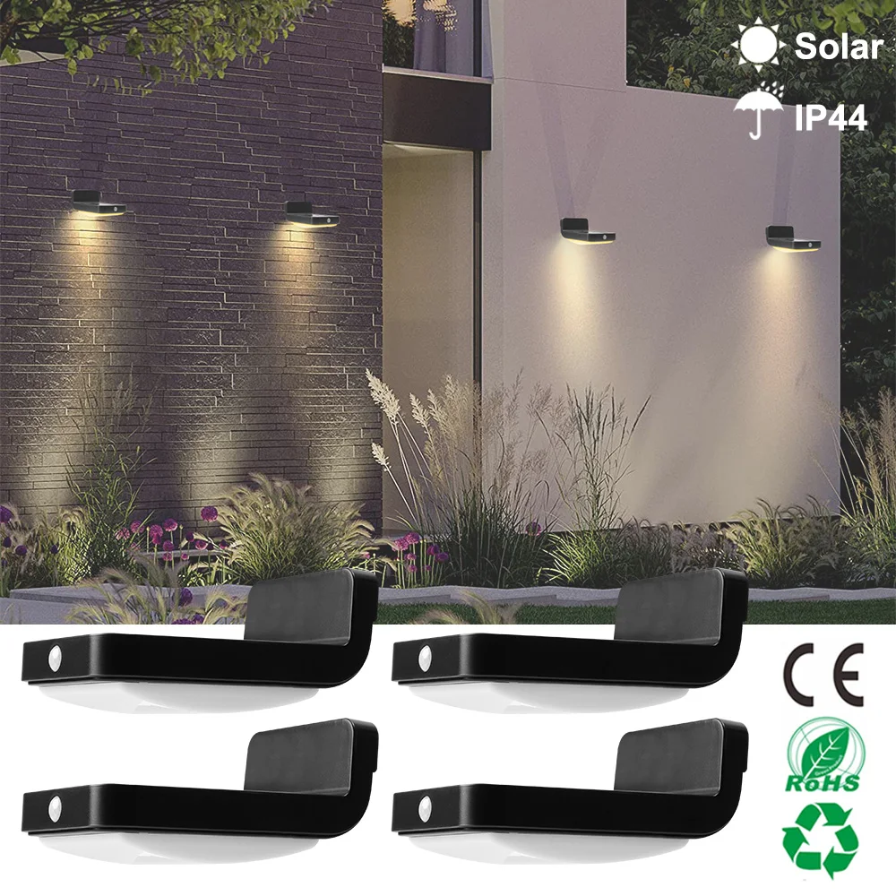 

Solar Deck Lights Outdoor Stairs Waterproof Solar Powered Wall Sconces Motion Sensor Fence Lights Solar Garden Lamp Warm White