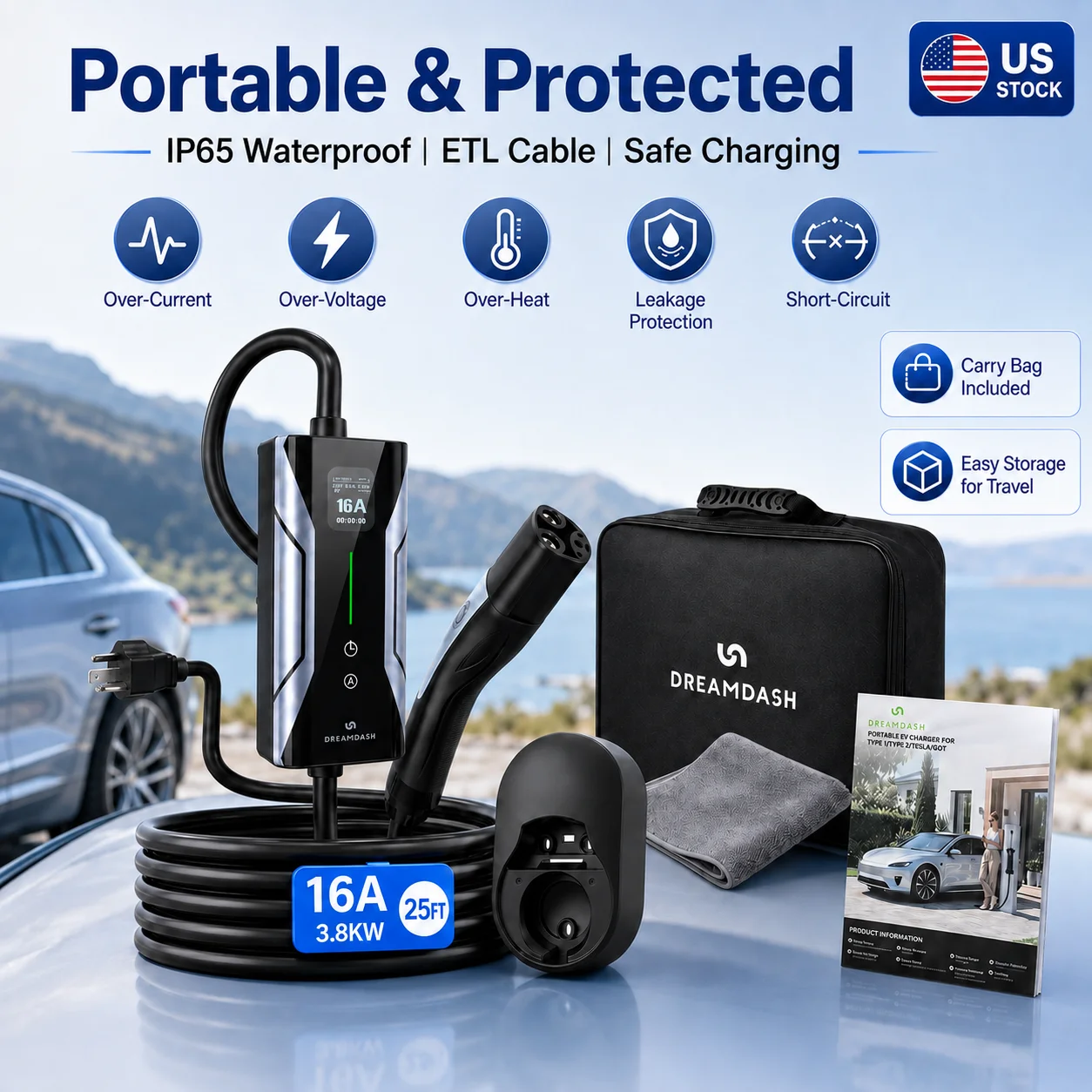 DREAMDASH 16A Seviye 2 Taşınab - Ev Charger Adapter incelemesi ve fiyatı