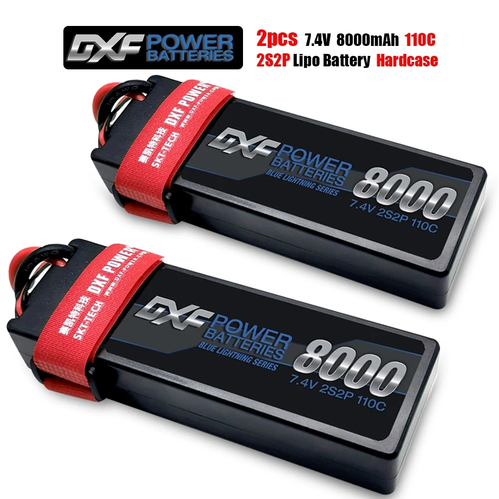 

DXF 2S Lipo 7.4V Battery 8000mAh 110C Black Version Graphene Racing Series HardCase for RC Car Truck Evader BX Truggy 1/10 Buggy