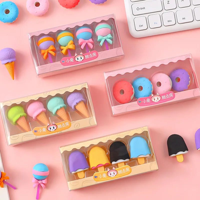 Childrens Creative Simulation Eraser Students Cute Boxed Dessert Modeling Pencil Kawai Stationery Small Gifts Lovely Supplies