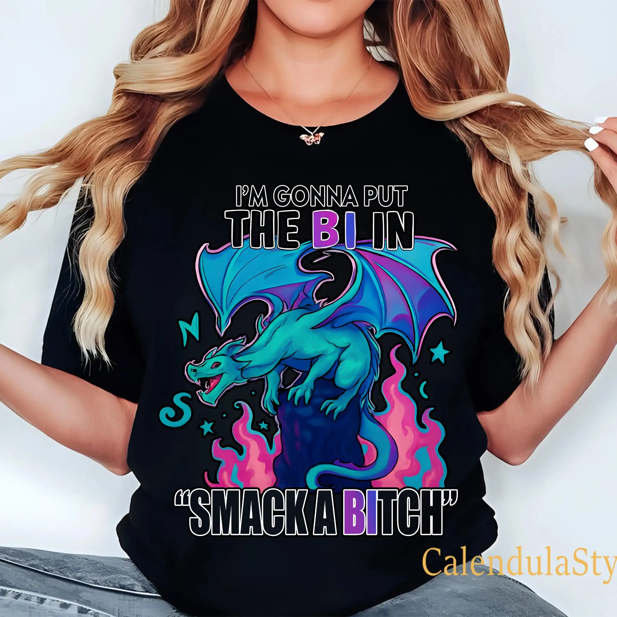 Dragon Bisexual Pride T-shirt, I'm Gonna Put The Bi in Smack A, Bi Clothes, Bi Pride Fantasy Shirt, Funny LGBTQ Tee