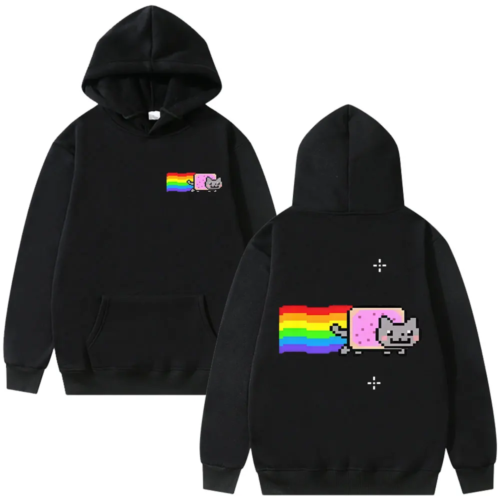 

Game Rainbow Nyan Cat Funny Meme Hoodie Men Women Casual Humor Oversized Hooded Sweatshirt Unisex Cute Kawaii Cosplay Pullover