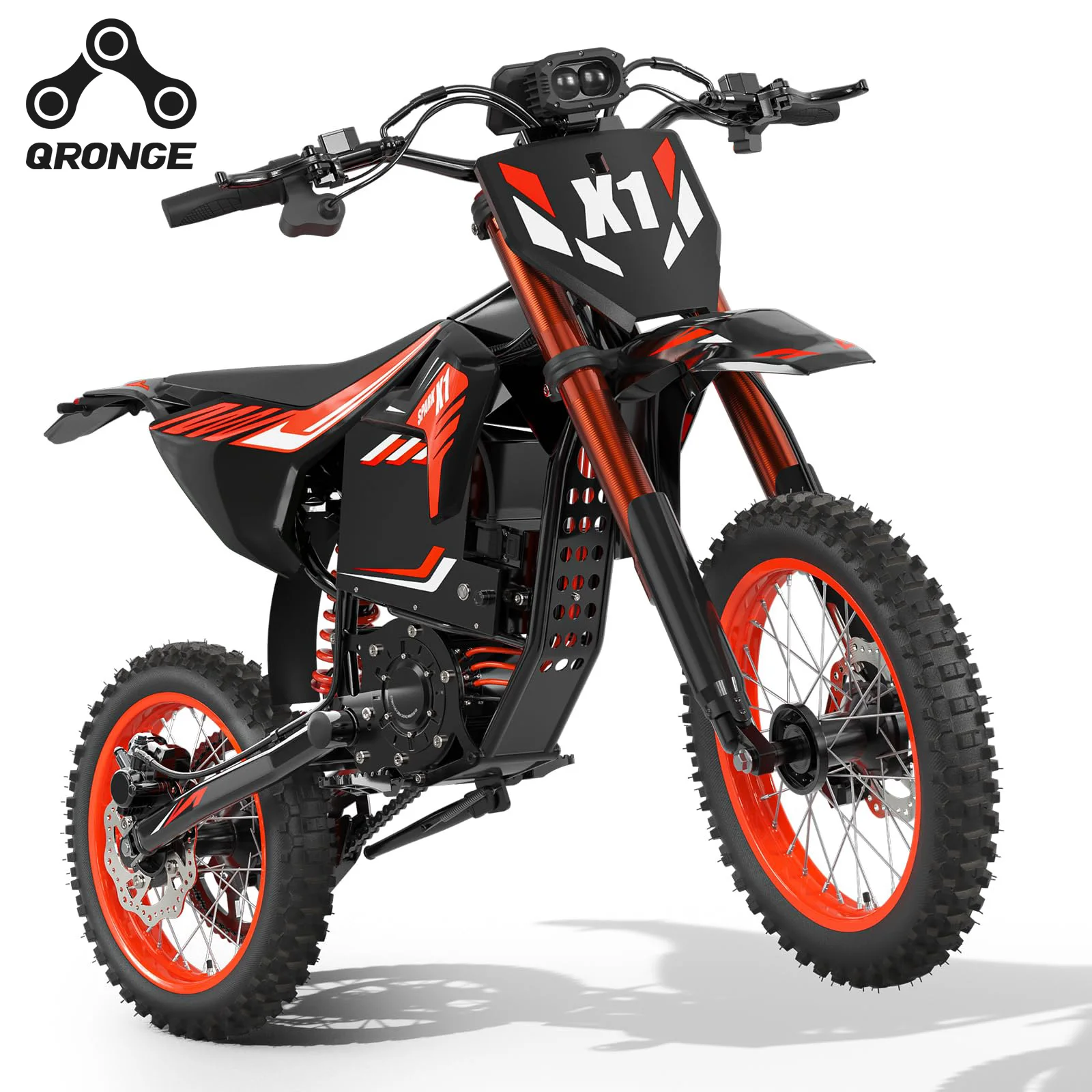 

QRONGE X1 Spark Electric Dirt Bike for Teens Adults 4500W Peak Electric Motorcycle 60V 28.8Ah E-Dirt Bike 60 Mile Range E-Bike