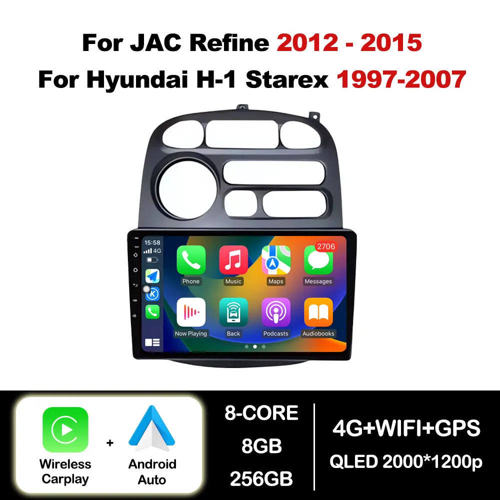 Android Auto For JAC Refine 2012 - 2015 For Hyundai H-1 Starex 1997 - 2007 Car Radio Multimedia Player GPS Navigation Carplay