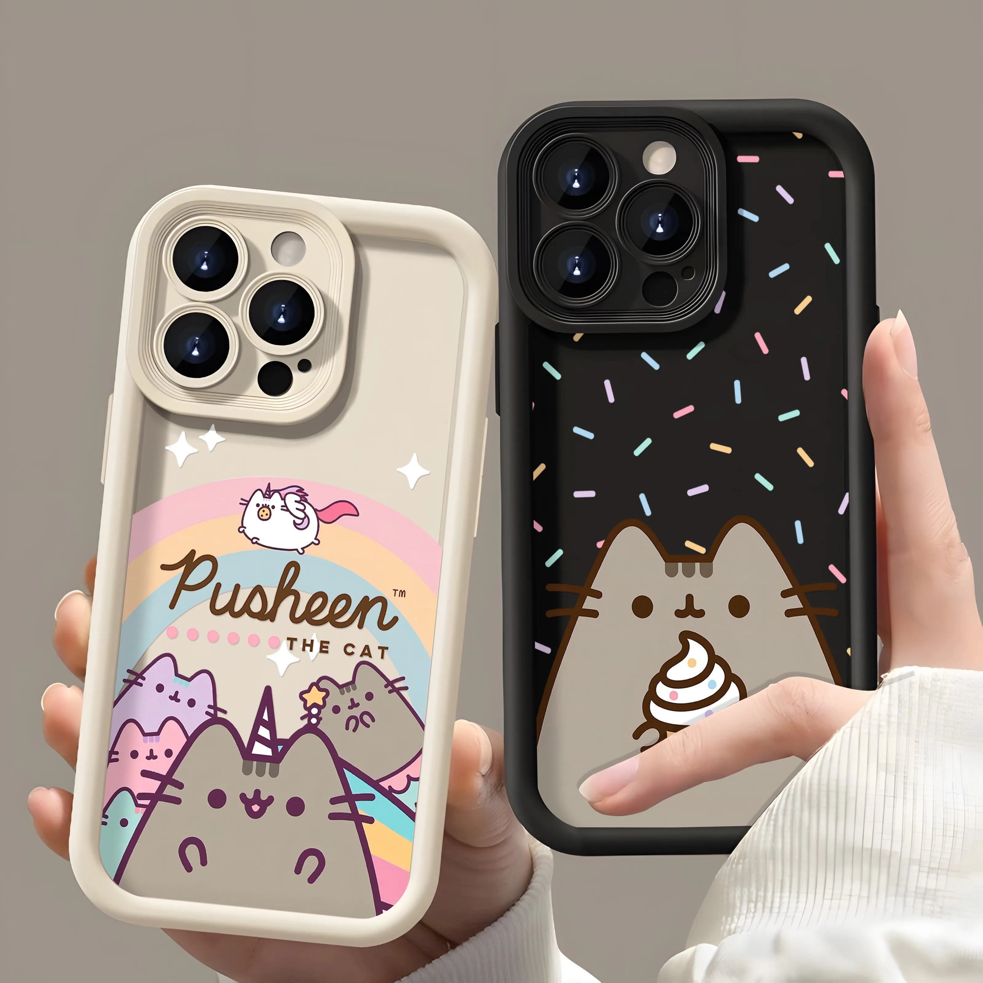 Cute Funny Cartoon Cat P-Pusheens Phone Case for IPhone 16 15 14 13 12 11 Pro Max Mini XR XS X 7 8 Plus Soft TPU Back Cover