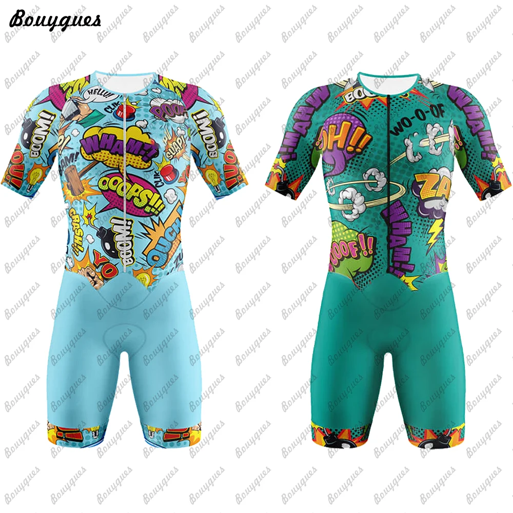 Comics Men And Women Professional  Clothes Short Sleeve Cycling Skinsuits Sets Conjunto Feminino Ciclismo Jumpsuit Kit