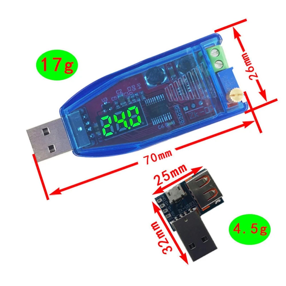 LED DC-DC 5V to DC 1-24V Adjustable Potentiometer USB Step Up/Down Buck Boost Converter Power Supply Voltage Regulator Module