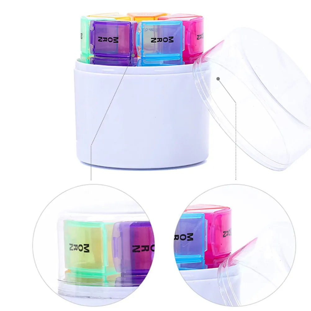 

Round Detachable Pill Organizer 28 Compartment Weekly Medicine Container with Separable Sections for Home Travel Outdoor Use