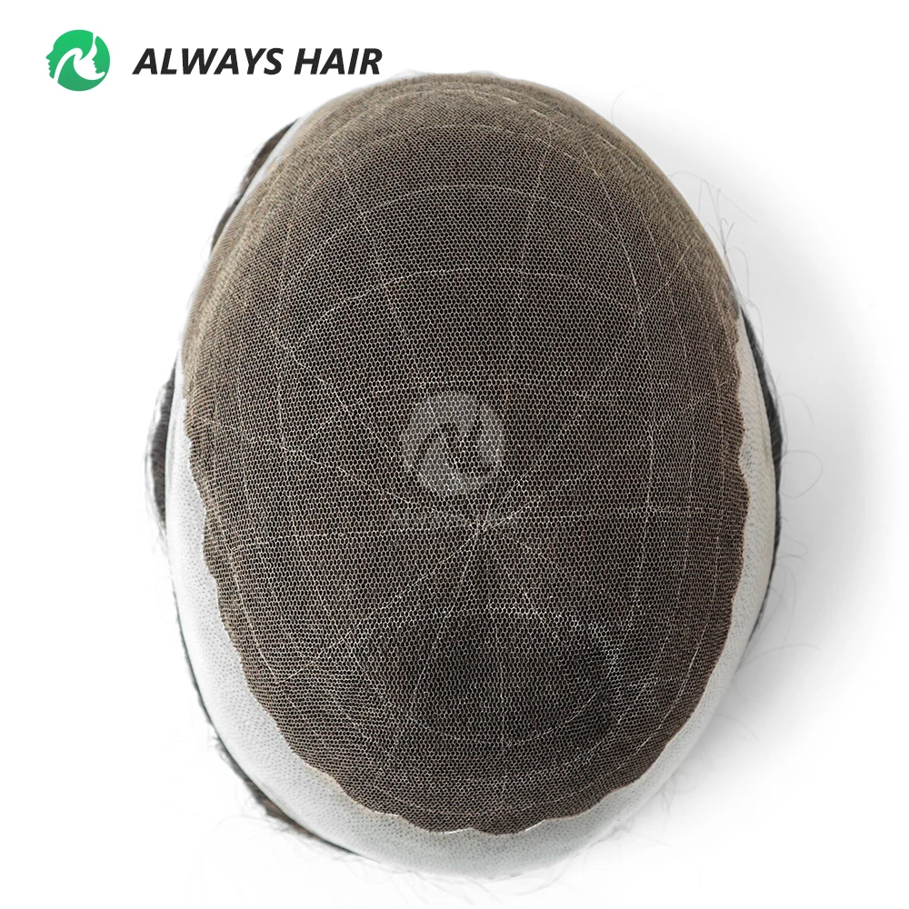 Alwayshair - Q6 شعر مستعار طبيعي غير مرئي للرجال شعر بشري هندي دانتيل وبولي يوريثان شعر مستعار للرجال