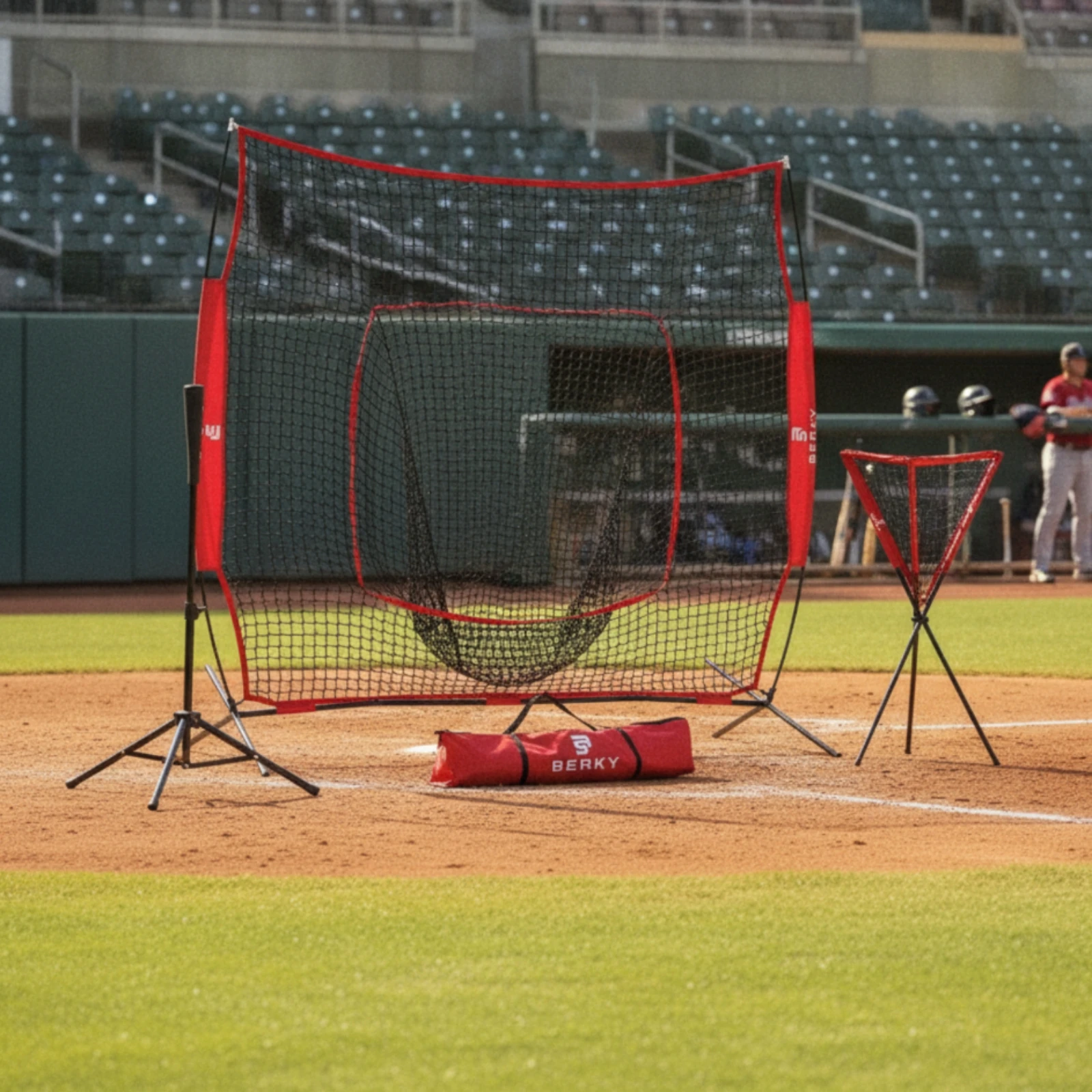 Baseball Practice Net with T-Stand Collapsible Softball Batting Net with Ball Collector Long-Lasting Heavy-Duty for Coaches