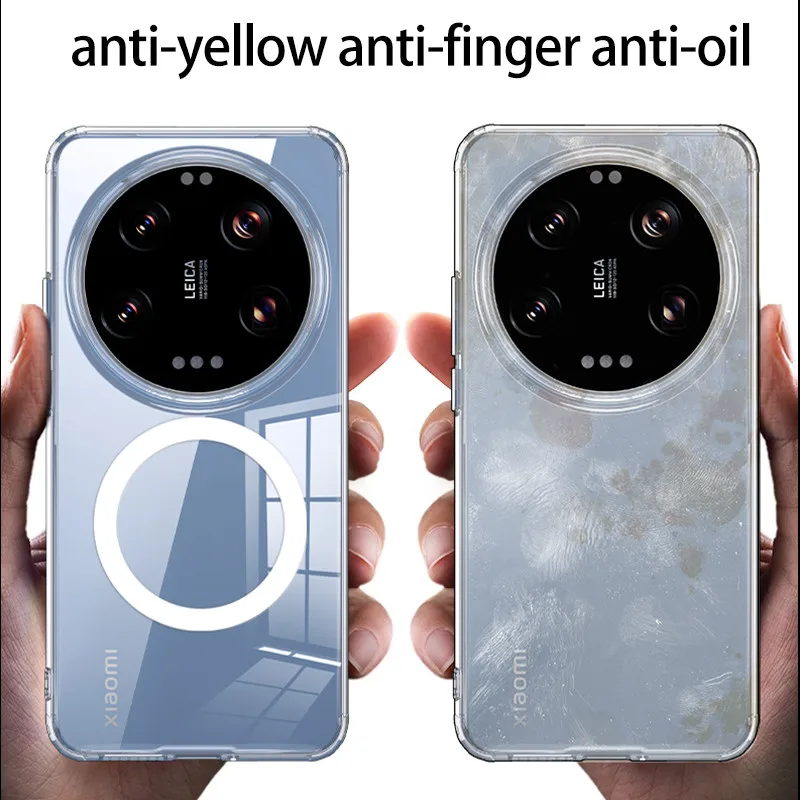Transparent Magnetic Ice Crystal Armor Phone Case For Xiaomi 15 Ultra 15 Pro Lens Camera Full Protective Cover