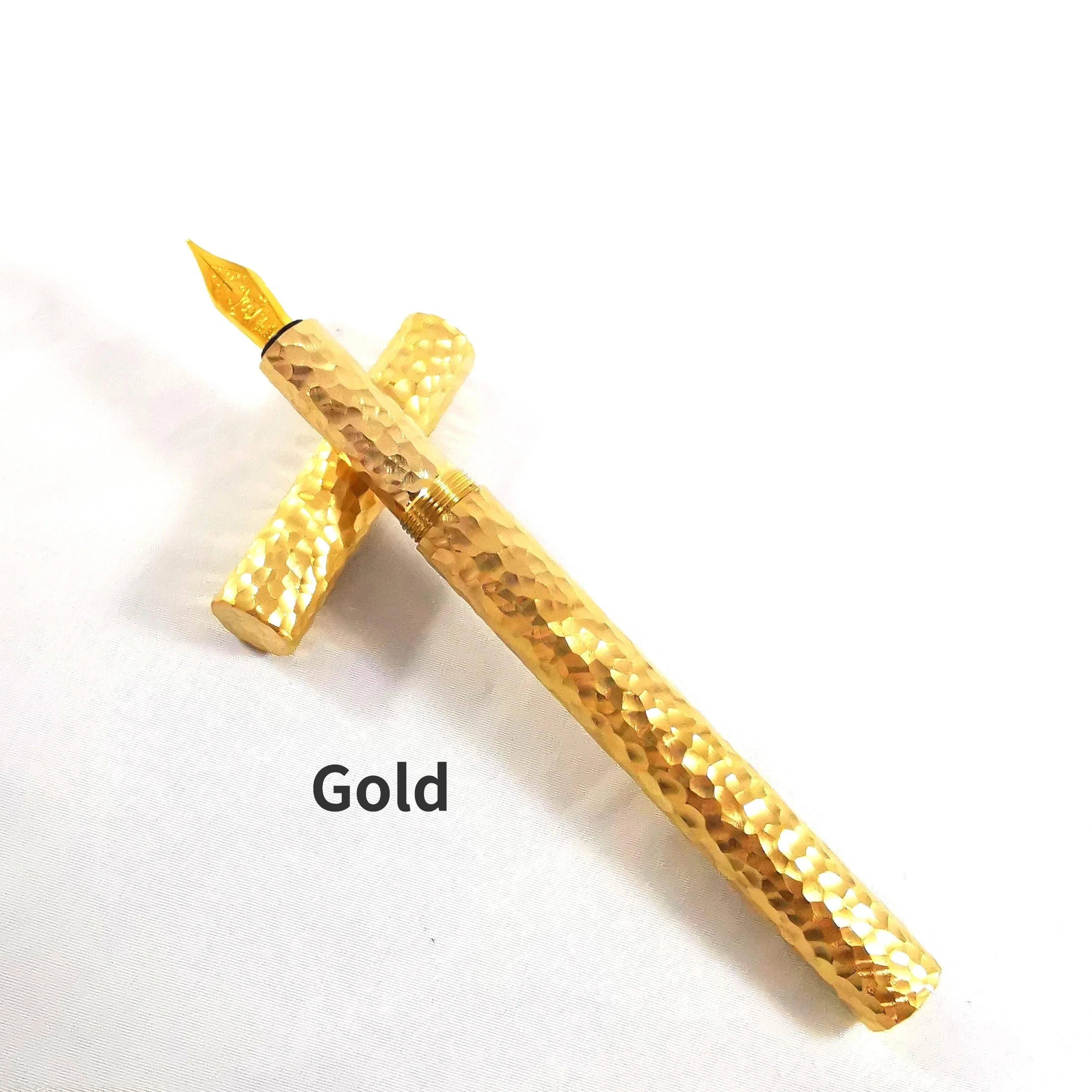 Hot Hot White Copper Pure Handmade Hammer Fountain Pen Imported From Germany Schmidt EF 0.38mm Nib Practicing Writing Office Sup