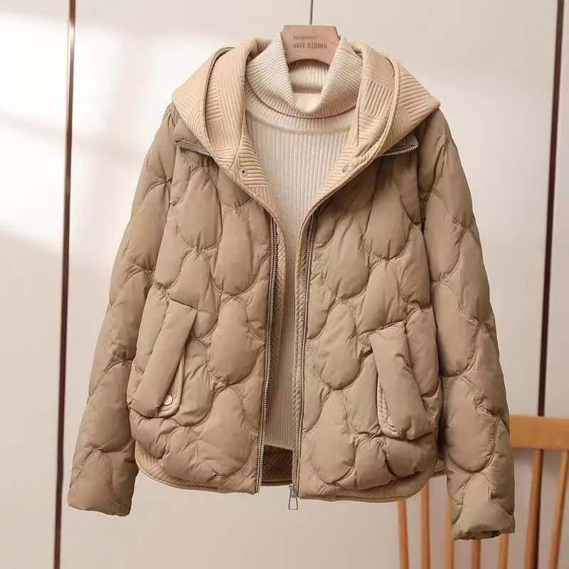 

Women's Clothing New Warm Down Cotton Jacket Hooded Faux Two-piece Cotton Jacket Short Winter Cotton Coat Thicken Outerwear