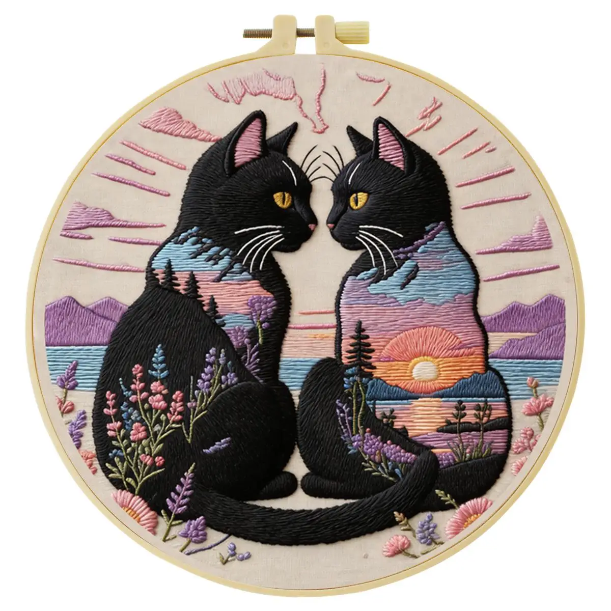 1 Stück 20X20CM/15X15CM 7,87/6,3 Zoll Katzen-Stickerei-Starter-Kit DIY-Kit DIY-Stickerei-Set Handarbeiten Nadelkunst Malerei – Detail 3