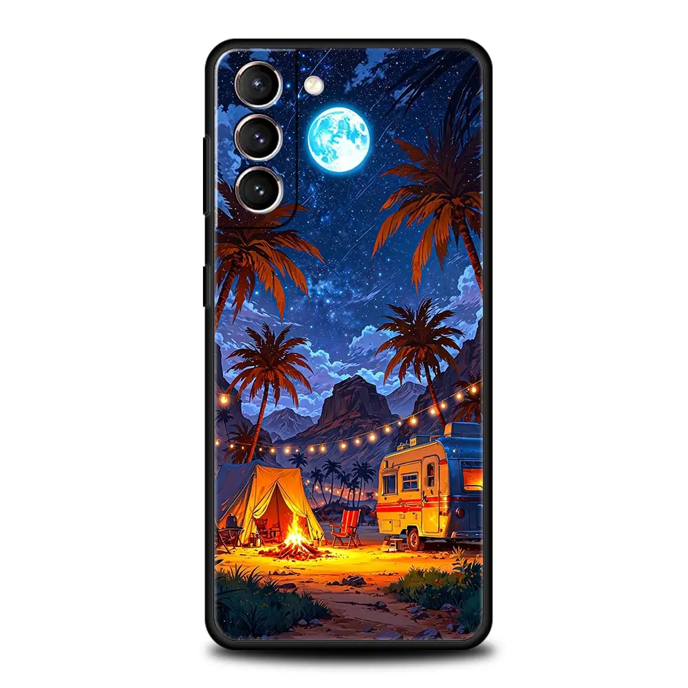 เคสโทรศัพท์มือถือลายรถตู้คอมบิ สำหรับแคมป์ปิ้งกลางแจ้ง สำหรับ Samsung Galaxy S25 Edge S24 S23 S22 S20 Ultra S21 FE 5G S10 Plus  วัสดุ TPU นิ่ม