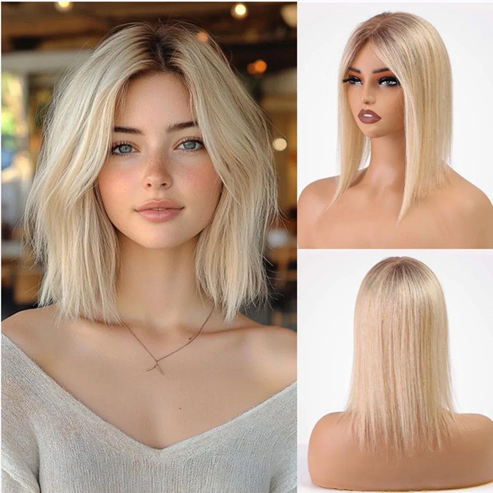 12 pouces cheveux humains Toppers Ombre Blonde cheveux Topper pince dans les postiches 100% réel humain pour la perte de cheveux couverture douce aspect naturel