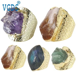 Quarzo ametista naturale Fluorite minerale grezzo irregolare gemma gioielli esagerati uomo donna in primo piano regali Labradorite anelli aperti