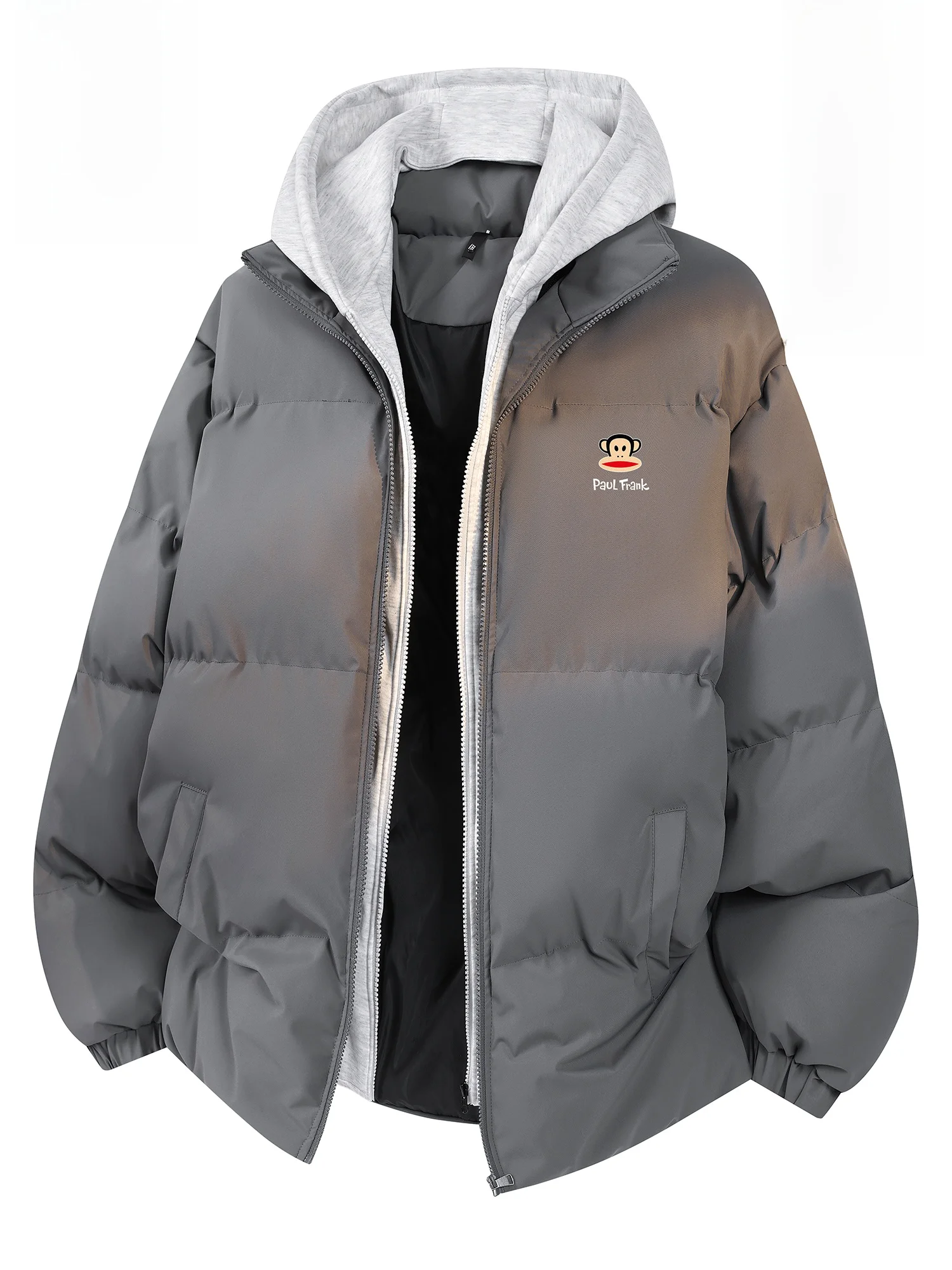 

PaulFrank Monkey Pure Color Hooded Cotton Jaet Men's Winter Trendy Patchwork Casual Cotton Coat Outerwear Thiened Warmth