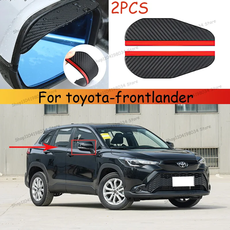 For toyota-frontlander Car 2PCS Carbon Fiber Sun Visor Shade Cover Car Rearview Mirror Rain Eyebrow Protector Clear Vision