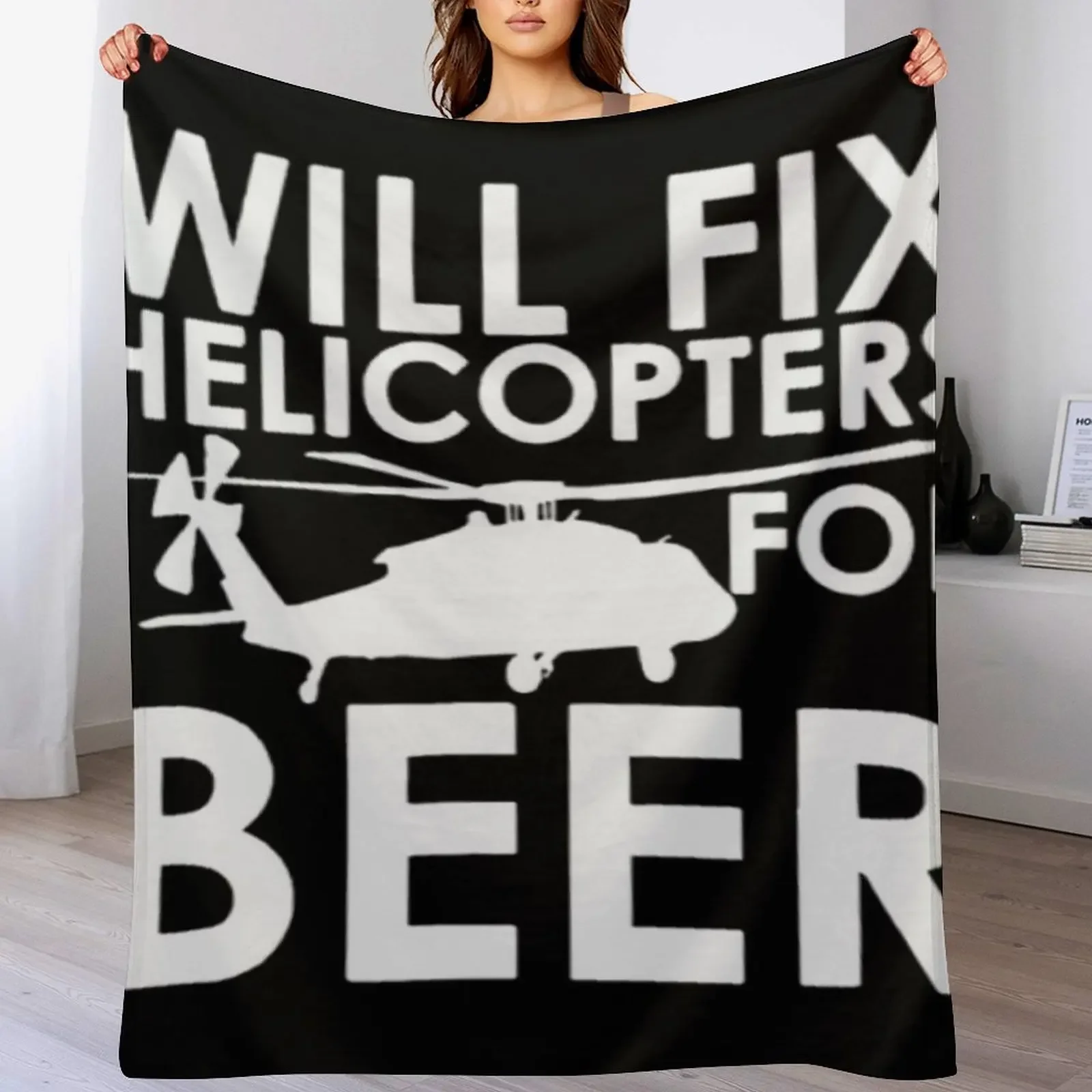 Will fix helicopters for beer ! Throw Blanket Cozy Microfiber Throw Blanket for Home Bedroom