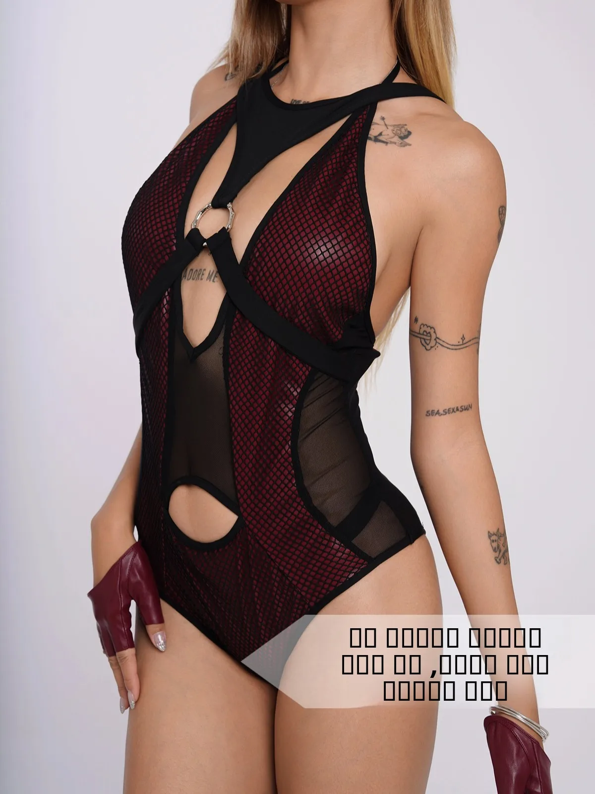 MAMA Bla Macacão Feminino Y2K de Peça Única, com Detalhes em Couro, Estilo Futurista e Sensacional, com Salto, Top Tomara que Caia