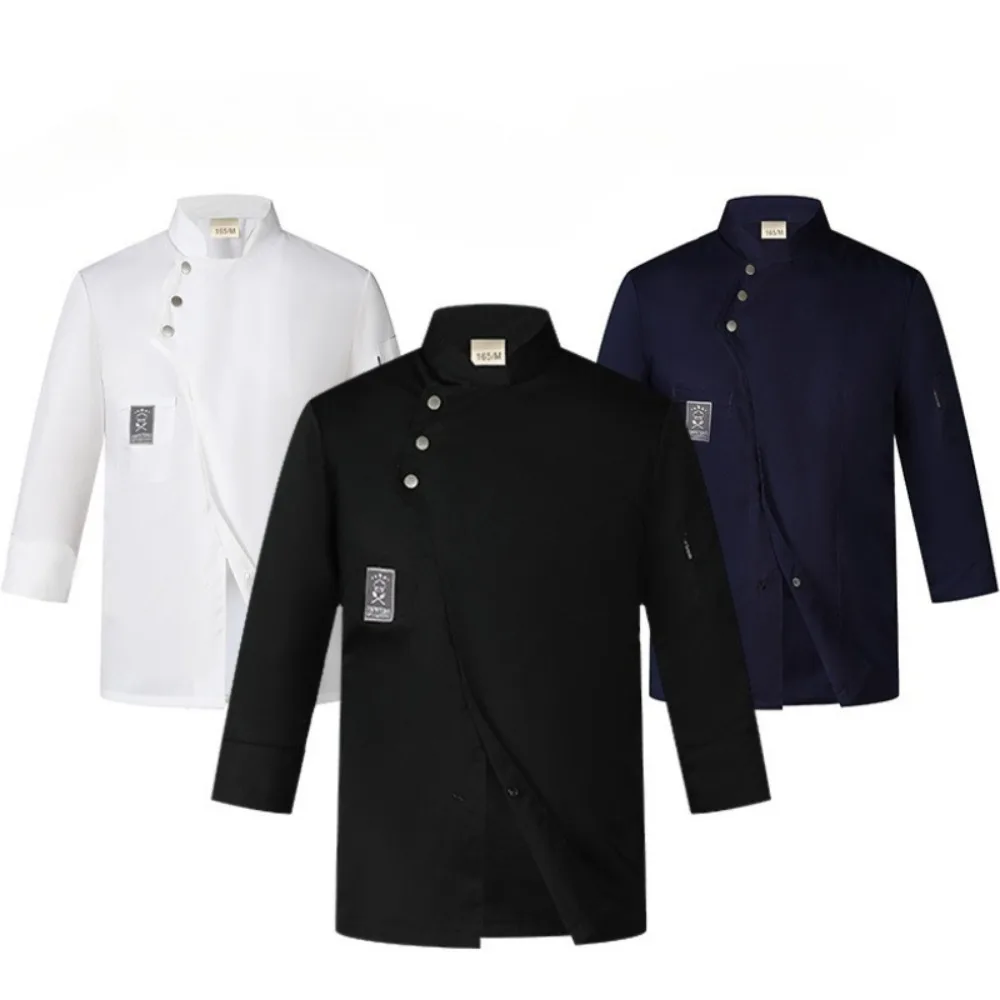Roupas de trabalho de chef masculinas, mangas compridas, outono e inverno, estilo grosso, restaurante, jantar, cozinha, roupas de trabalho