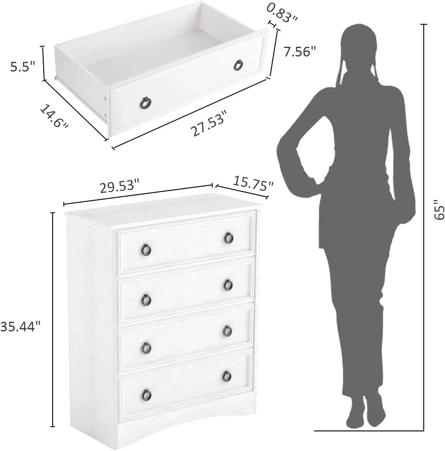 Cassettiera Organizzatori per armadi e riporre vestiti - Maniglia facile da tirare, bordi strutturati Soggiorno, corridoio, Bianco