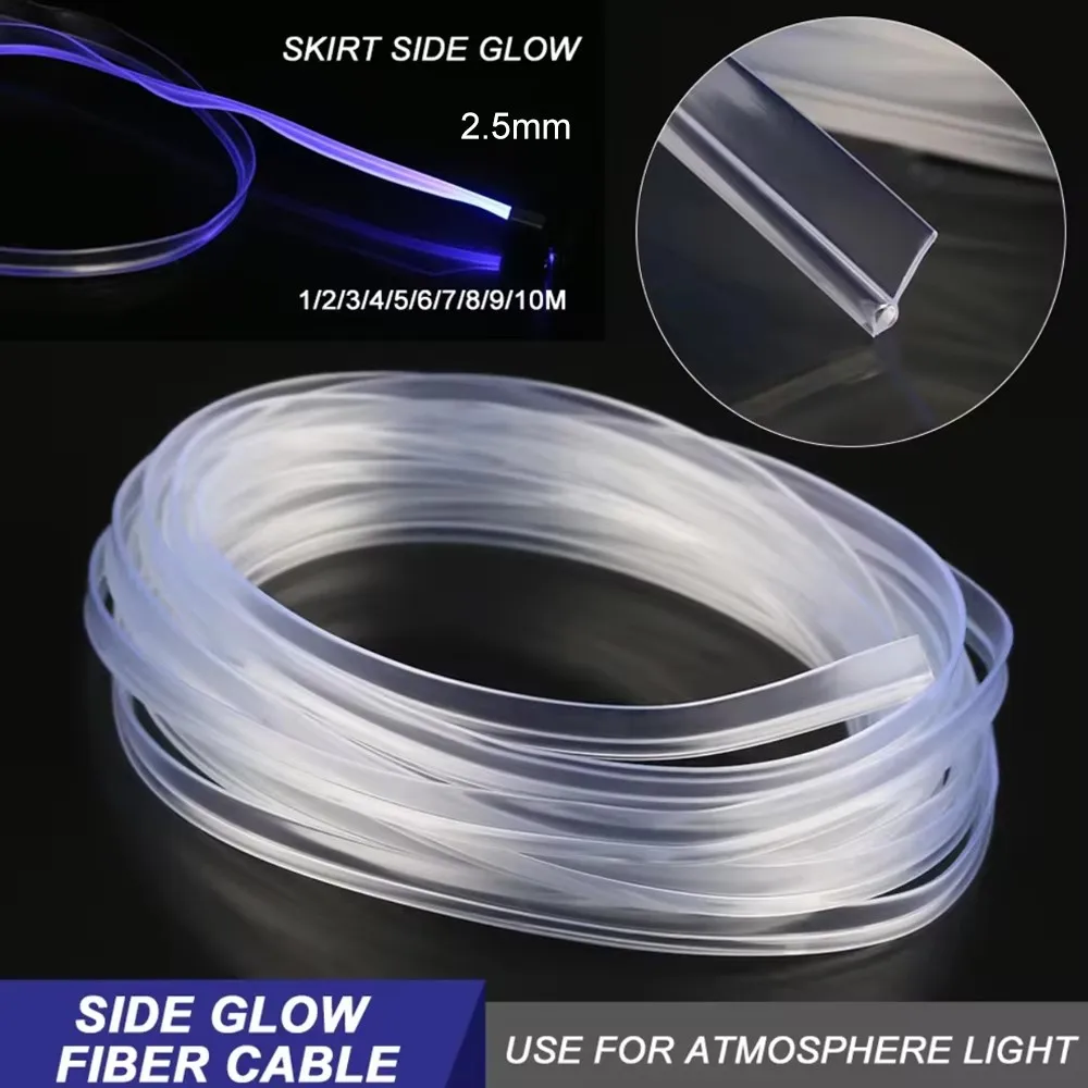 Luz Decorativa para Interior de Carro, Cabo de Fibra Óptica de 2,5mm, Acessórios de Extensão LED para Iluminação Decorativa de Carro
