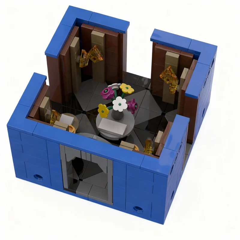 276pcs MOC Entrance Hall Blue Prince Creator Model Building Blocks Architecture Kids Assemble Brick Idea Christmas Gift Toys