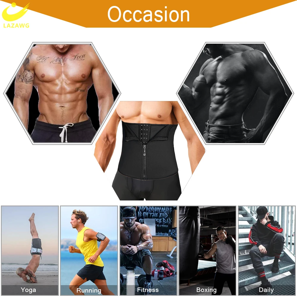 LAZAWG Sweat Belt for Men Waist Trainer Weight Loss Neoprene Girdles  Sauna Slimming Band Body Fat Burner Shaper Fitness Sport