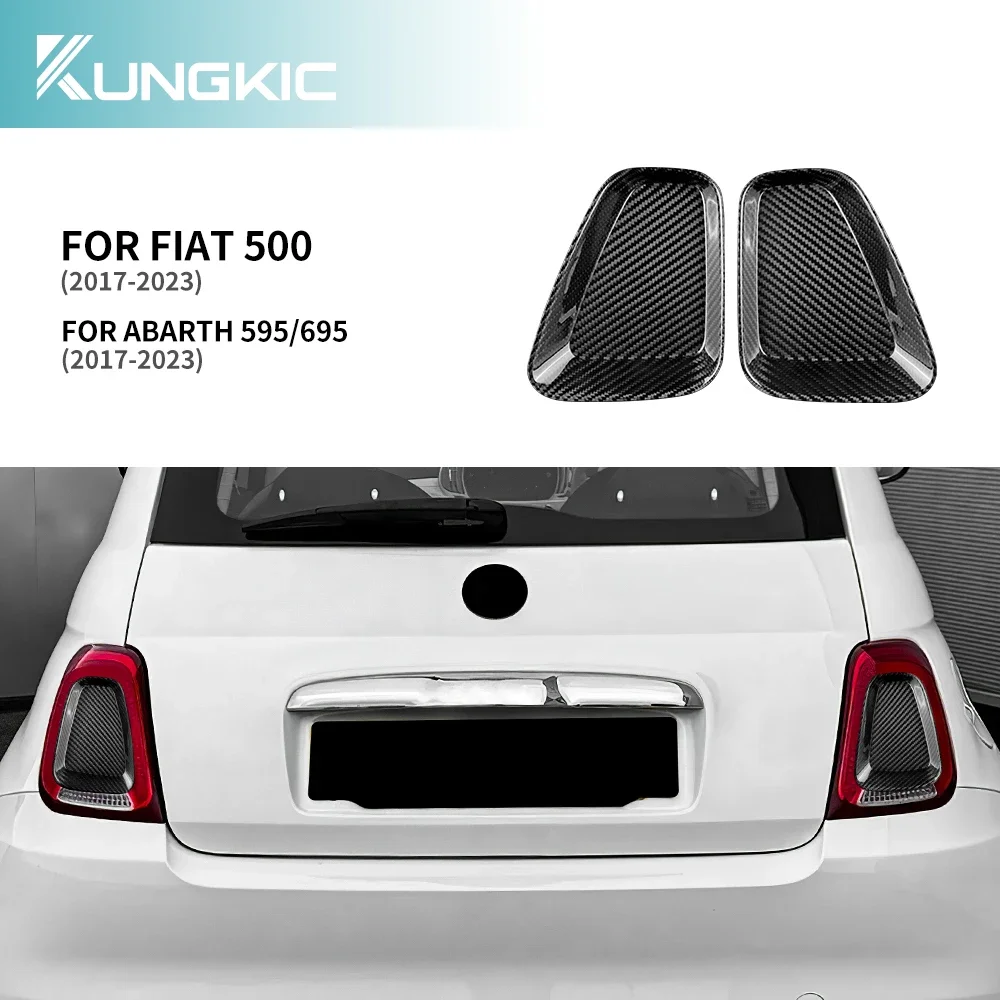 Rear Tail Light Cover Real Dry Carbon Fiber Sticker for Fiat 500 Abarth 595 695 2017 2018 2019 2020 2021 2022 2023 1Pair