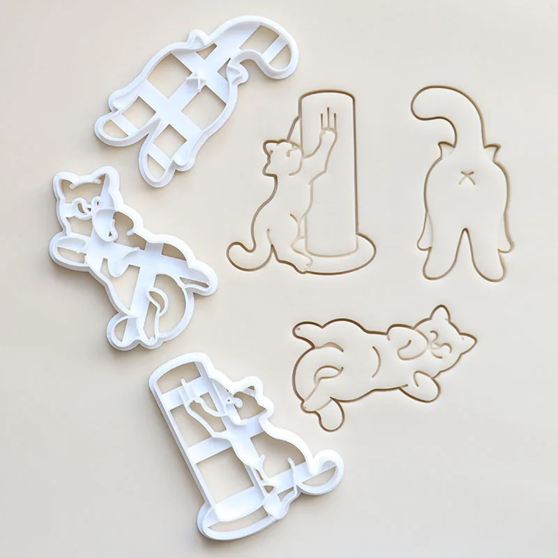 1/3pcs Cat Kitty Butt Cookie Cutters Mold DIY Christmas 3D Biscuits Mould for Kids Children Cute Bakeware Plastic Baking Tool