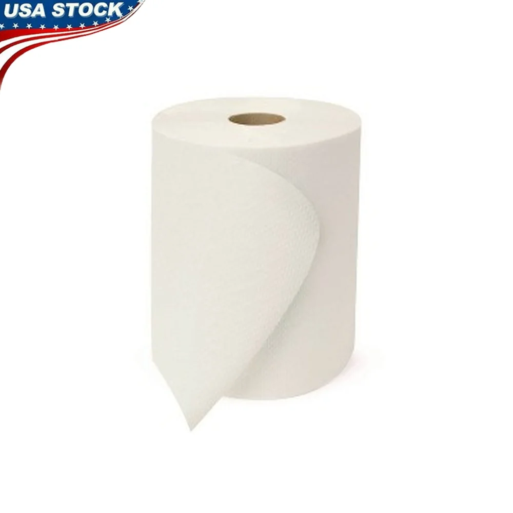 Toallas de papel blancas confiables, 6 rollos, absorbentes, gruesas, fuertes, resistentes, no perforadas, secado de manos, limpieza, uso Industrial