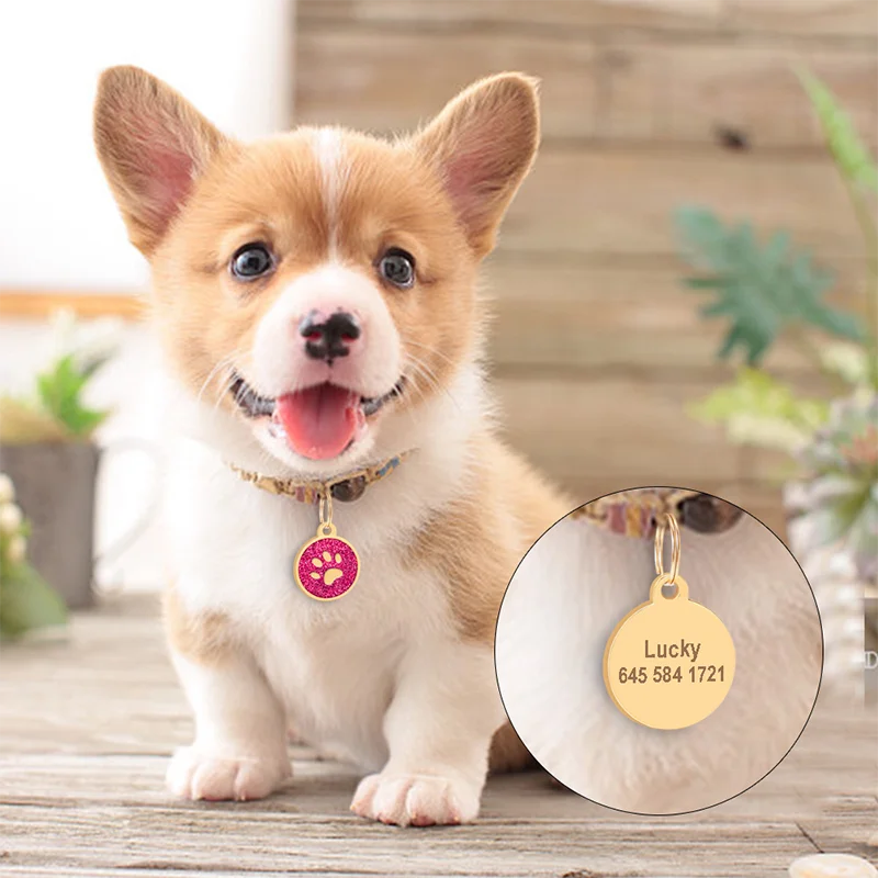 Personalized Dog Tag Free Engraving Pet Id Tags Anti-Lost Dog Name Tag Paw Puppy Collar Pendant Address Keychain Dog Accessories