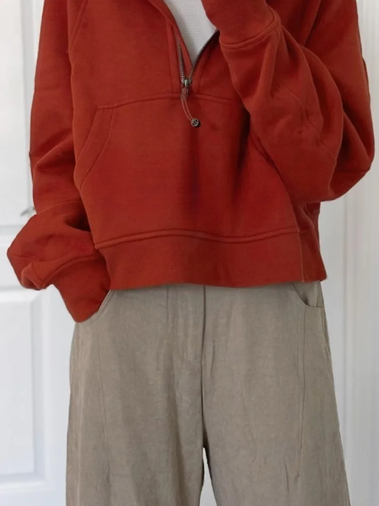 Retro sle casual preguiçoso longo sve hoodie feminino outono inverno solto f zip faionable emagrecimento topo commute sle