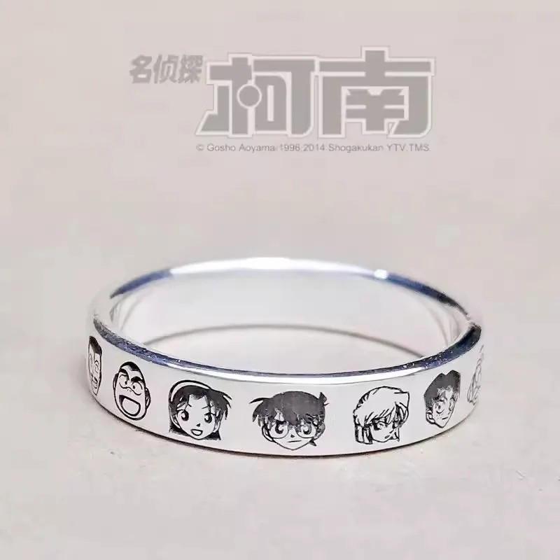 المحقق كونان خاتم قابل للتعديل خواتم معدنية الفضة أنيمي المشاركة الزفاف شخصية خاتم تأثيري مجوهرات الأزياء هدايا جديد