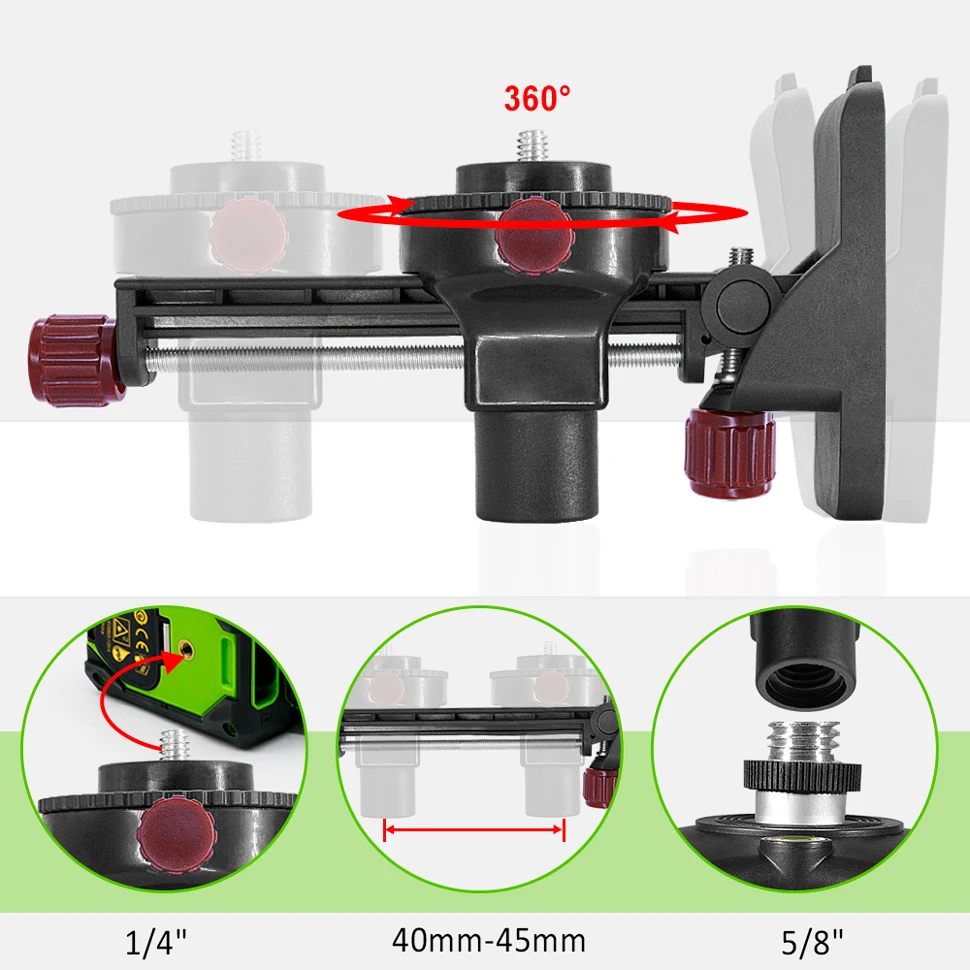 ZOKOUN Laser Level Fine-Tuning Wall Bracket Strong Magnetic Pivoting Hanging Base with 360° Adjustable Clip For 3D Laser