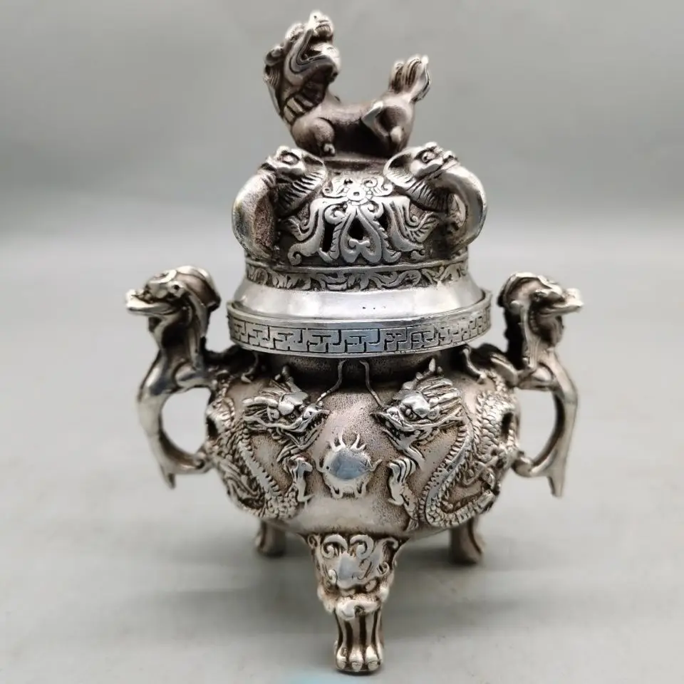 Two dragons fighting for the ball Incense Burner Statue for Tea Home Decor Ornaments