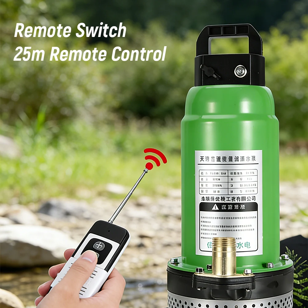 Rechargeable Submersible Pump with Remote Control Lithium Battery Agricultural Irrigation DC Water Pump 12V 200W Head 10M