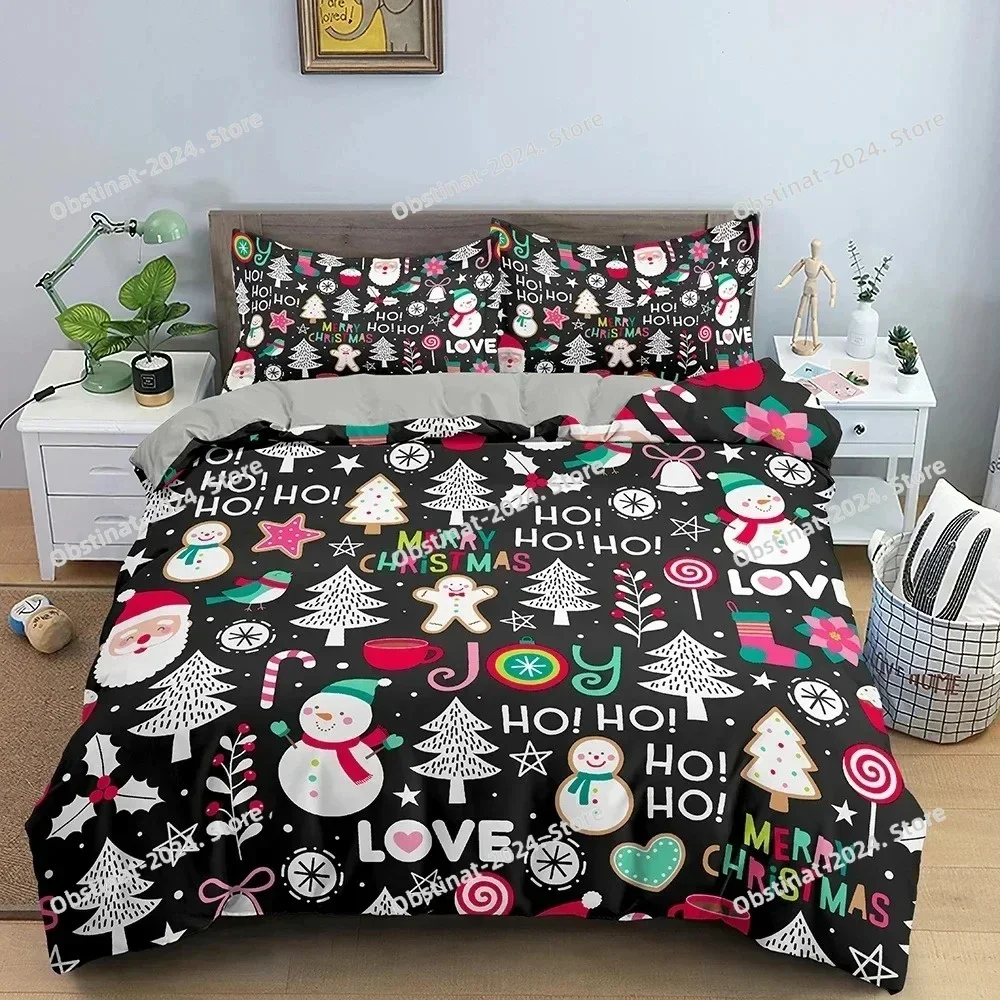 3D Merry Christmas White Bedding Sets XMAS DuvetQuilt Cover Set Polyester Comforter Cover King Queen Full Twin Red Bow Beige