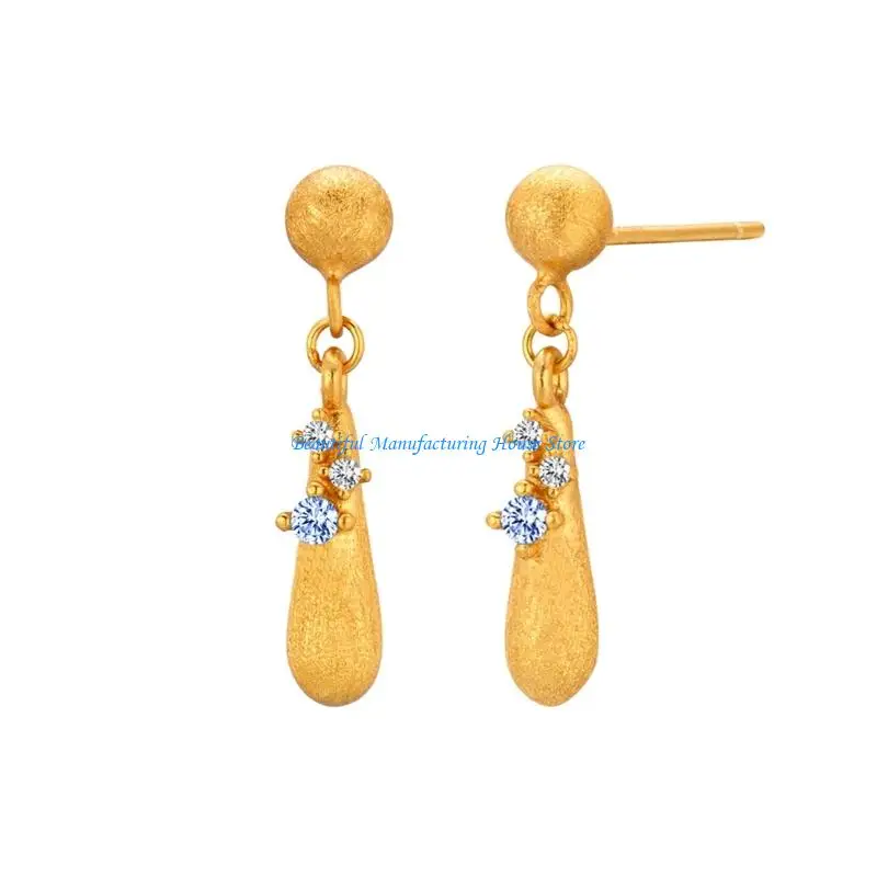 

E56A Pair of Drop Shaped Diamonds Enhanced Brushed Alloy Earrings Vintage and Modern Fusions Suitable for Various Settings