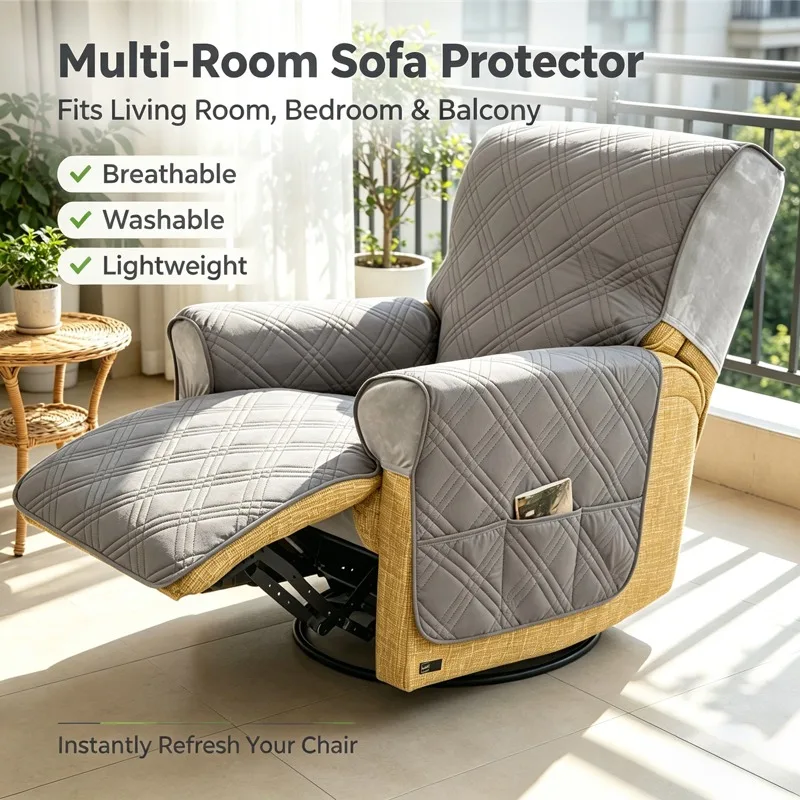 Funda de Sofá Reclinable Nueva de 1 Plaza, Antideslizante, Extraíble, para Sillón, para Sala de Estar, Anti-gatos, Funda Individual para Sofá, Funda Sillón