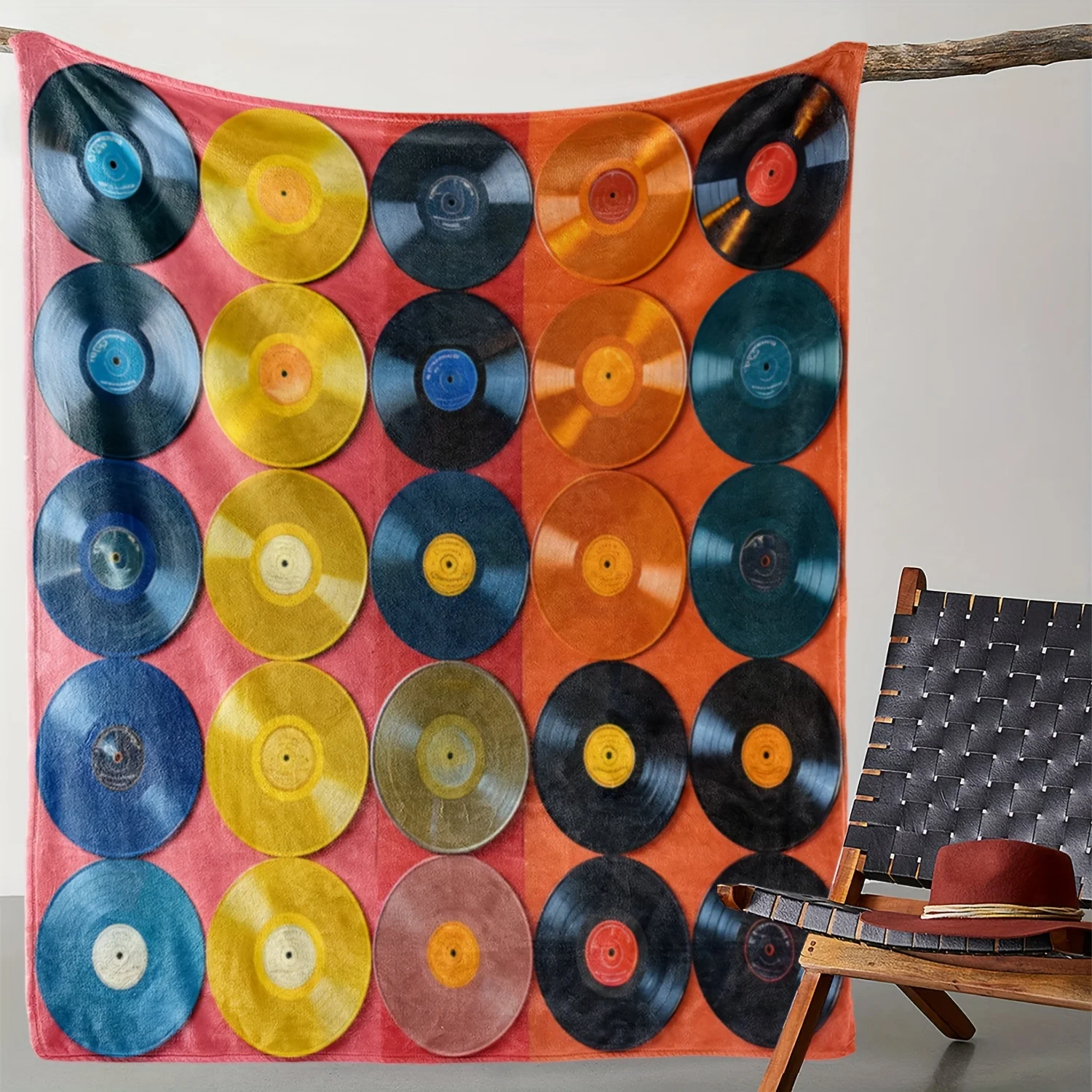 Retro Vinyl Record Throw Blanket Bohemian Couch Decor Throw for Living Room Sofa Bedding