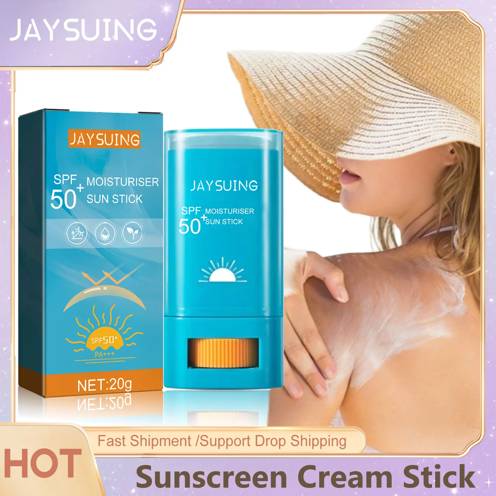 

Sunscreen Spf 50 Stick Moisturize Uva/Uvb Isolation Lotion Solar Blocker Lightweight Aloe Extract Non-sticky Face Sun Cream Bar