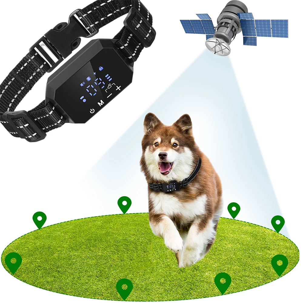 GPS Wireless Dog Fence, Electric Shock Vibrate , Range 100-3300 Ft, Adjustable Warning Strength, Rechargeable, Pet Containme