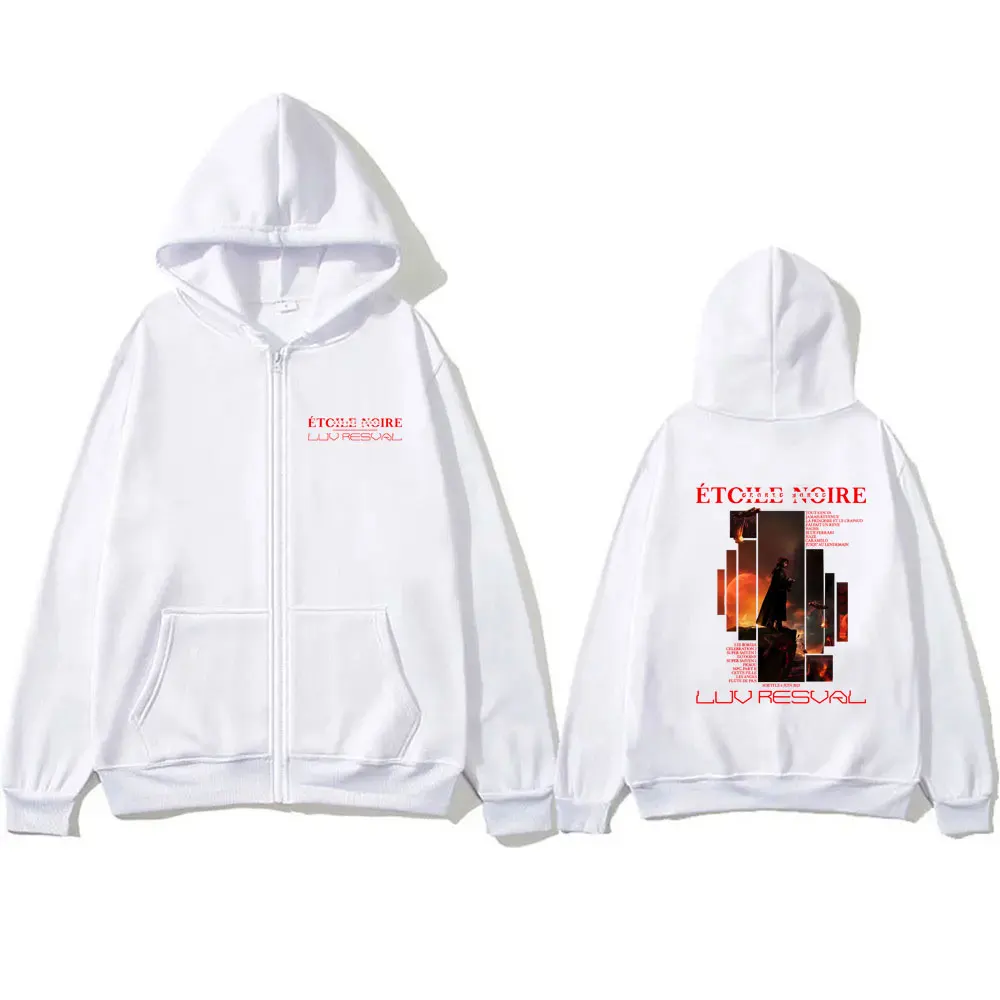 French Rapper Luv Resval Etoile Noire Graphic Zip Up Hoodie Male Hip Hop Pop Music Coat Men Casual Cotton Vintage Zip Up Jacket