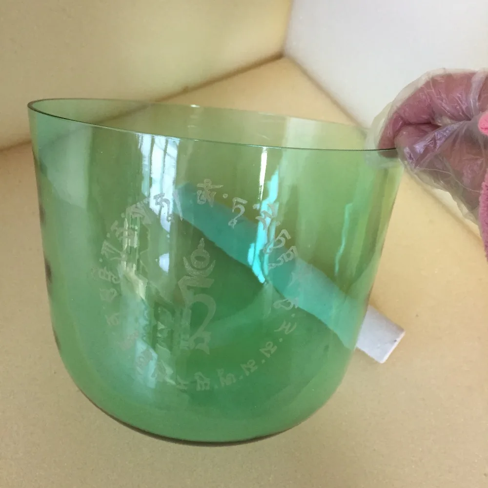 Star Linkup 3th Octave green colour Crystal Singing Bowl 7.5 Inch,432HZ, Perfect musical note 