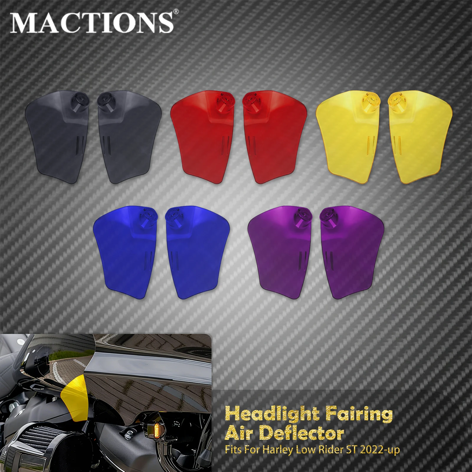 

Motorcycle Side Wing Headlight Fairing Air Deflector Colorful For Harley Softail Low Rider ST 2022-Up Headlamp Windshield Cover