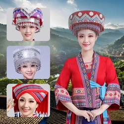 Chinese Miao Traditional Headwear Minority Costume Accessories Classical Dance Hat Miao Headdress Hat Stage Performance Headwear