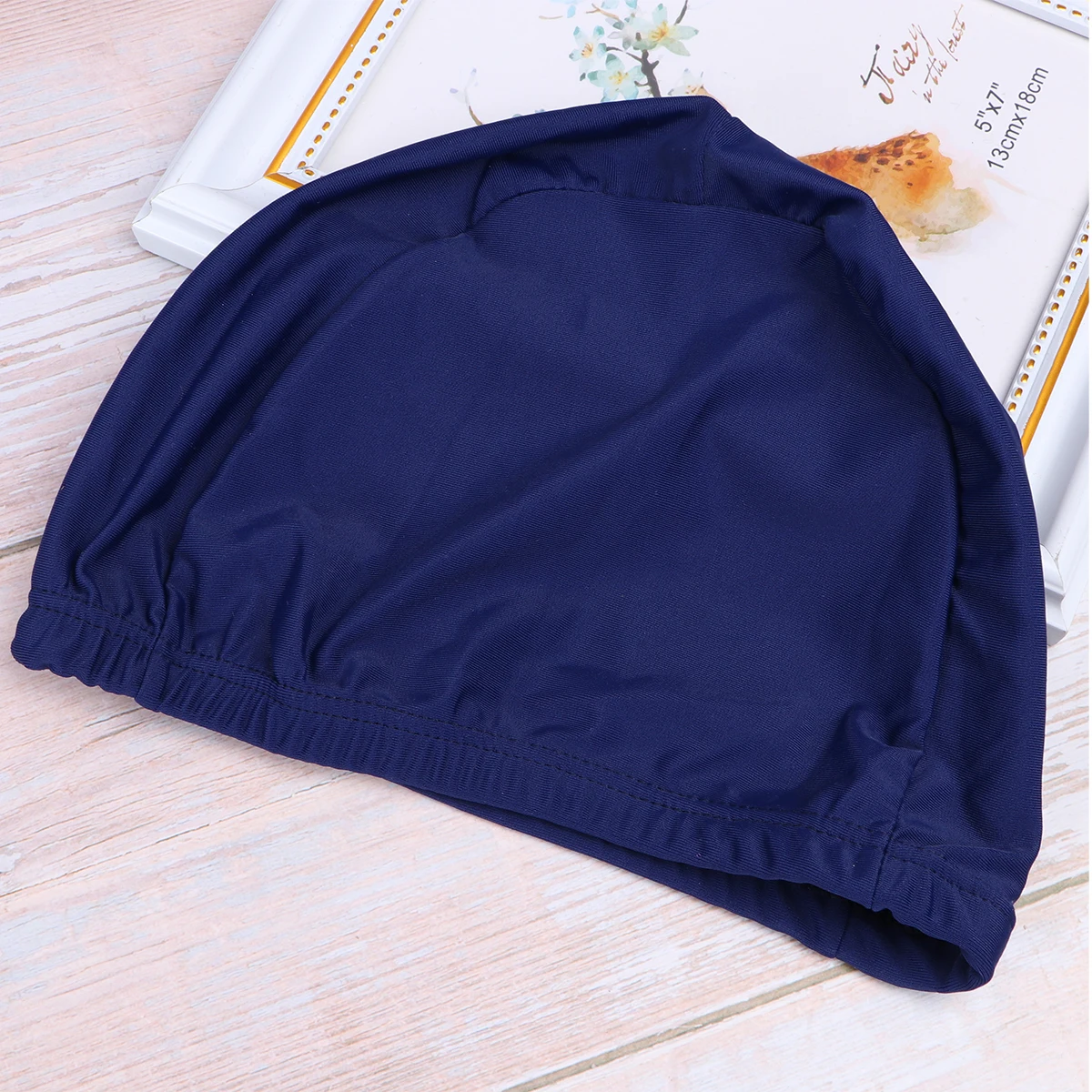 

Adult Swim Cap Polyester Elastic Fabric Comfortable Reusable Sun Protection For Men Women One Size Navy Blue Easy Wear Anti-Slip
